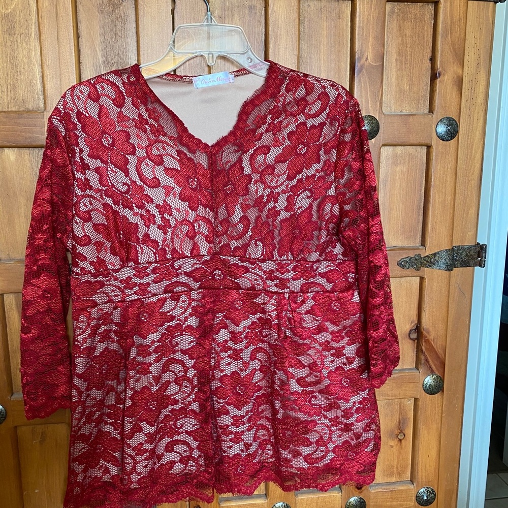 Red lace top